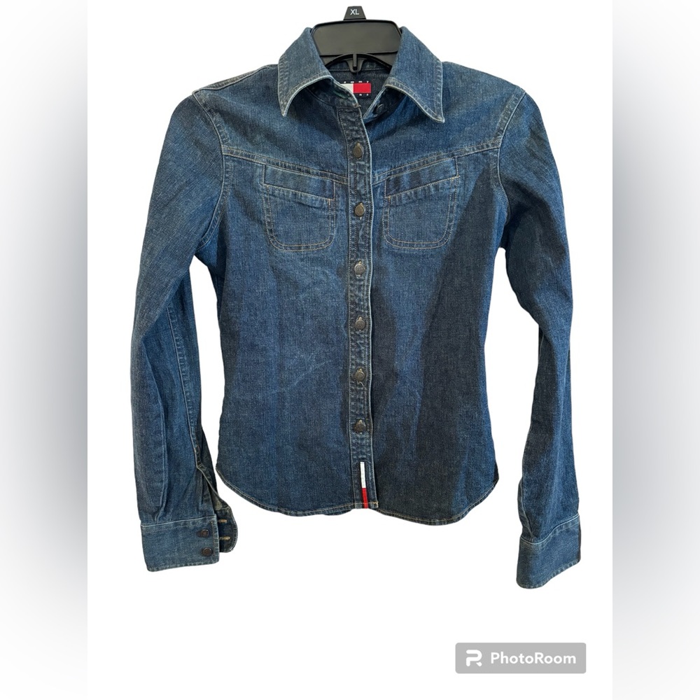 Women's Tommy Hilfiger Vintage Button Up Jean‎ Shirt Size XS